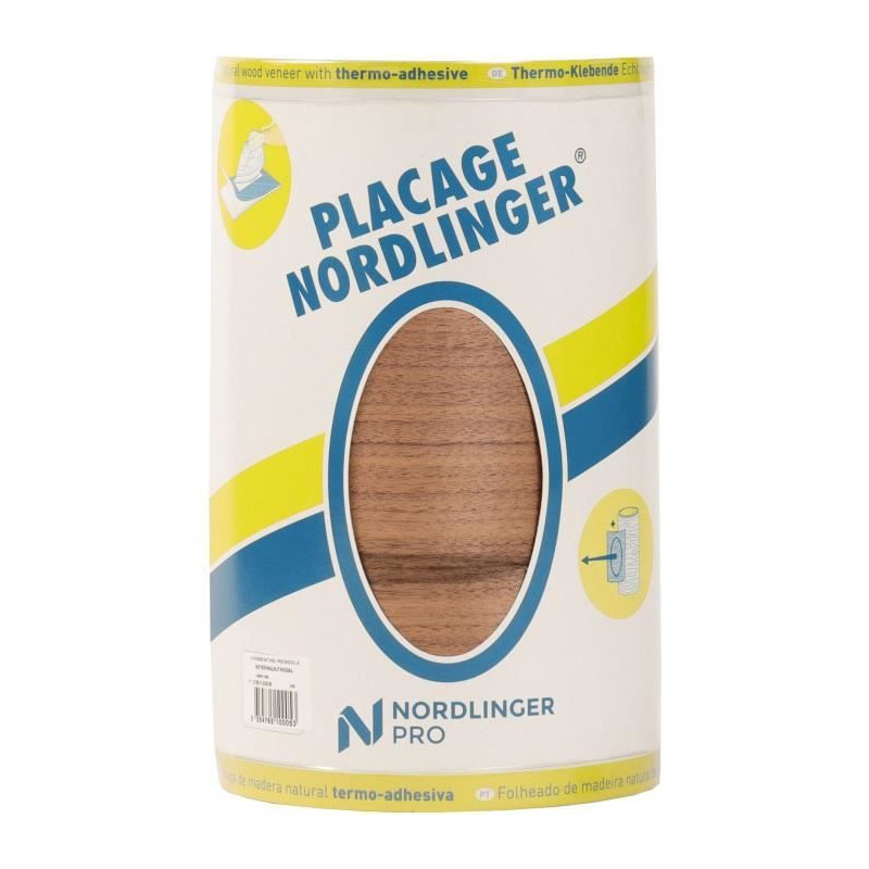 Placage - NORDLINGER PRO - 0.25 m x 2.50 m - Pré-encollé - Noyer