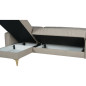 Canapé d'angle convertible réversible - 3 / 4 personnes - OMEGA - Tissu beige - Coffre - 3 coussins - 225 x 81/151 x 84 cm