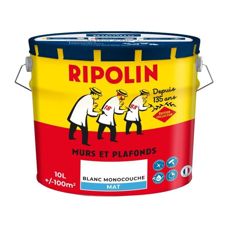 Peinture murs & plafonds - COLLECTOR - Blanc - Mat - RIPOLIN - 10 L