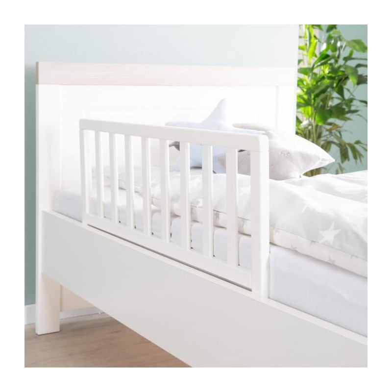 ROBA Barriere de Lit en Bois 90 cm - Protection Anti-Chute Sûre pour Bébés et Enfants - 18 mois a 5 Ans - Montage Facile - Bl