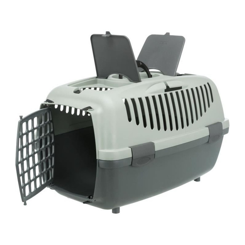 TRIXIE Box de transport Capri 2 - XS-S - 37 x 34 x 55 cm - Anthracite, gris et vert - Pour chien