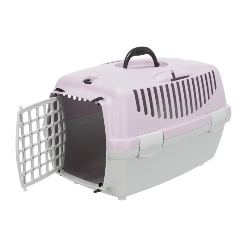 TRIXIE Box de transport Capri 2 - XS–S - 37 x 34 x 55 cm - Gris clair et mauve - Pour chien