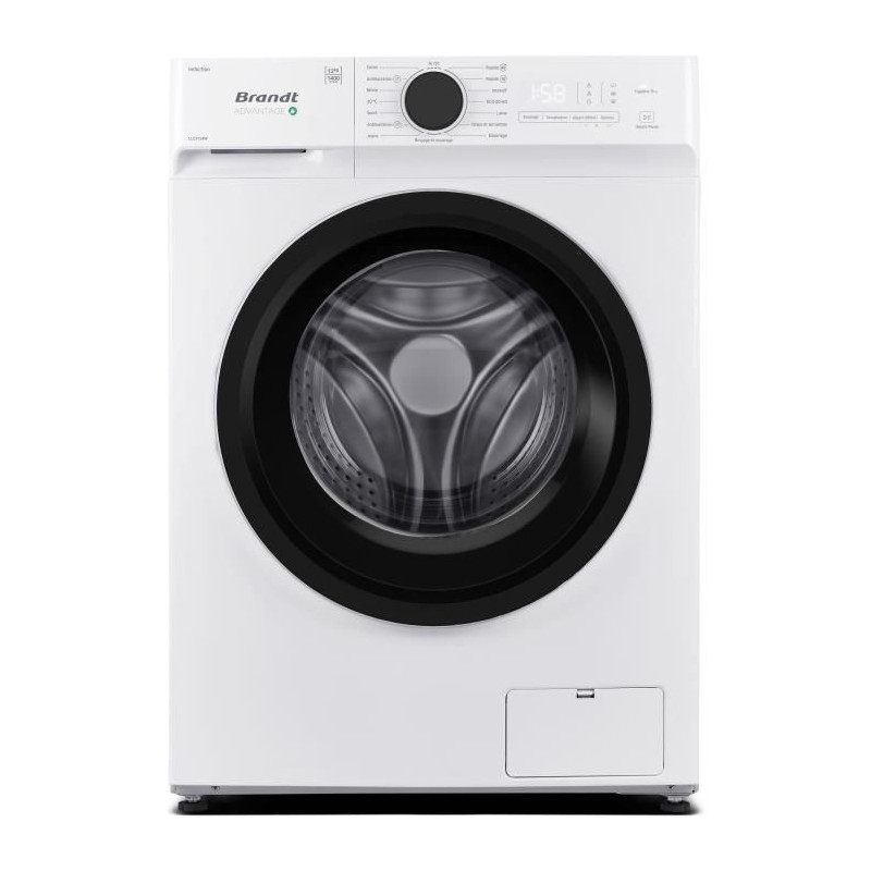 Lave-linge hublot BRANDT LLC3124W - 12 kg - Induction - L60cm - 1400 trs/min - Classe A - Blanc