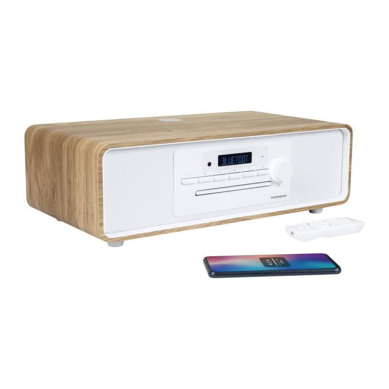 Micro-chaîne Bluetooth - THOMSON - Blanche et Noire - Radio FM/CD/MP3/USB, 60W, Égaliseur