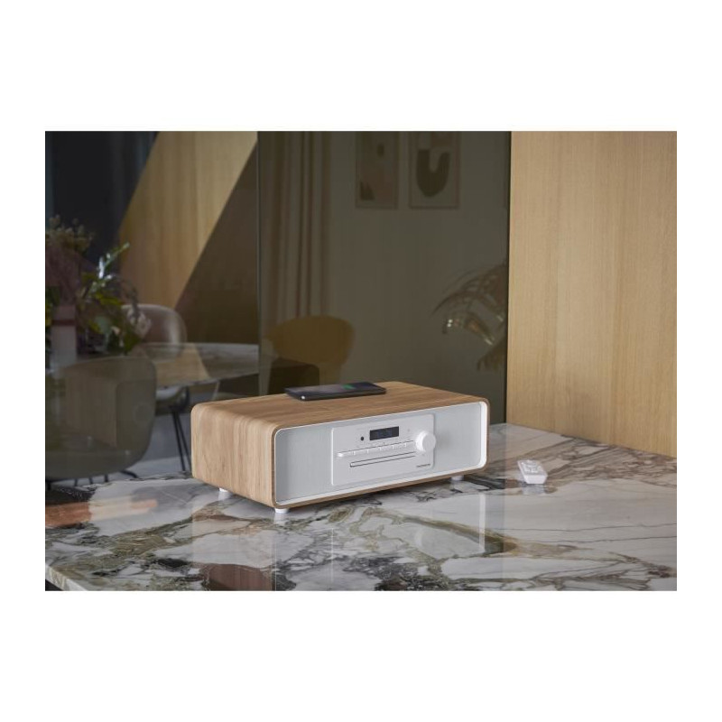 Micro-chaîne Bluetooth - THOMSON - Blanche et Noire - Radio FM/CD/MP3/USB, 60W, Égaliseur