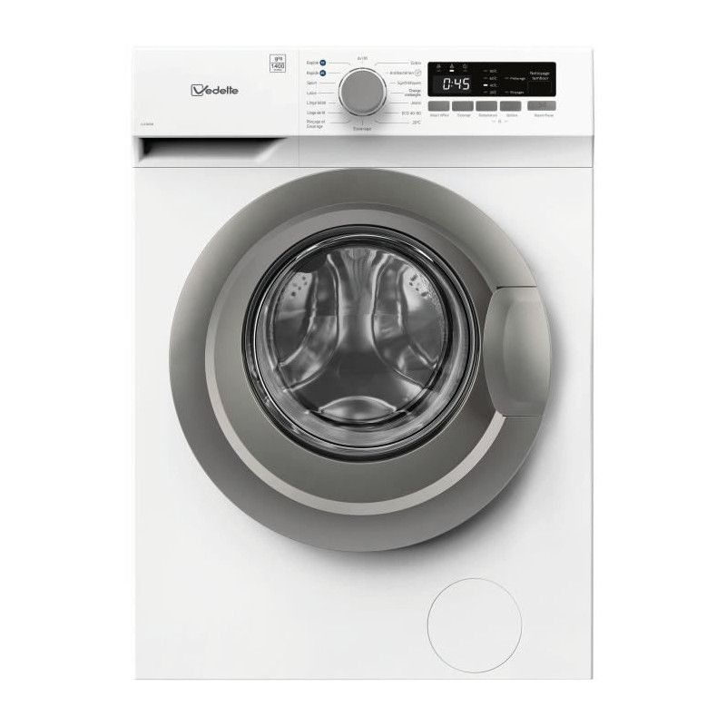 Lave-linge hublot VEDETTE LLV395W - 9 kg - Induction - L60cm - 1400 trs/min - Classe A - Blanc