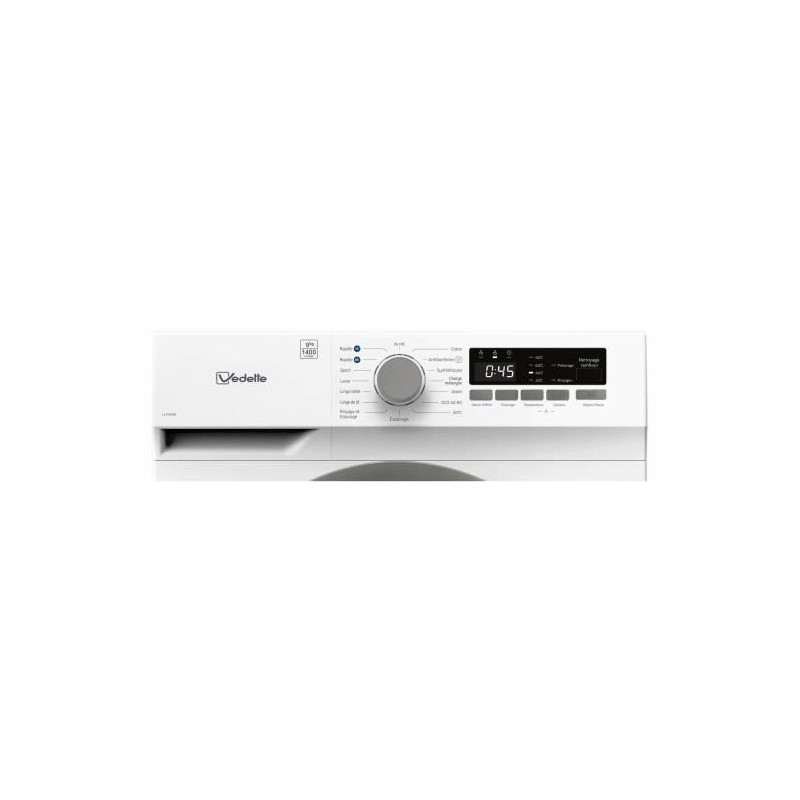 Lave-linge hublot VEDETTE LLV395W - 9 kg - Induction - L60cm - 1400 trs/min - Classe A - Blanc