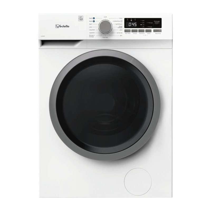 Lave-linge hublot VEDETTE LLV305W - 10 kg - Induction - L60cm - 1500 trs/min - Classe A - Blanc