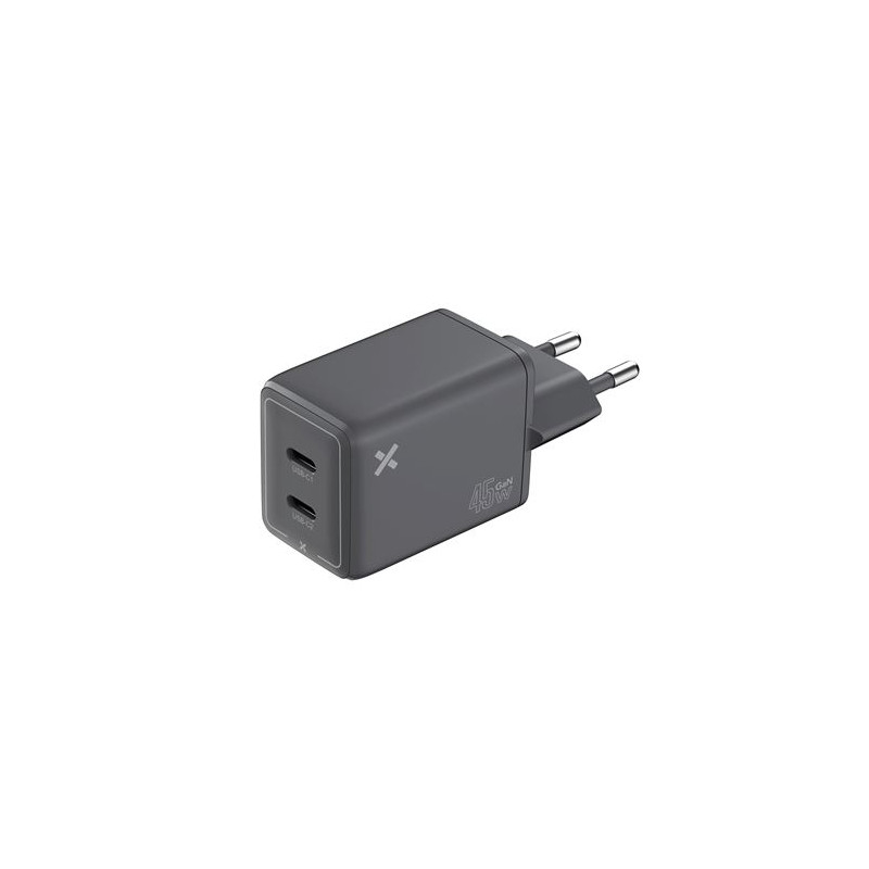 Chargeur secteur Wefix Pro GaN 45 W Double USB C Gris