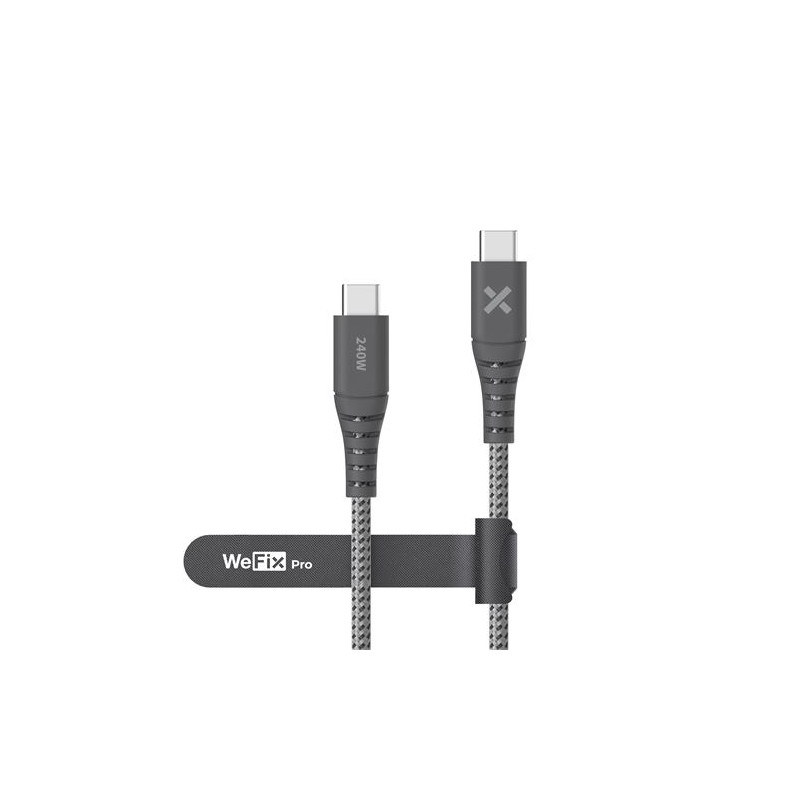 Câble renforcé Wefix Pro USB C vers USB C 240 W 1 m Gris