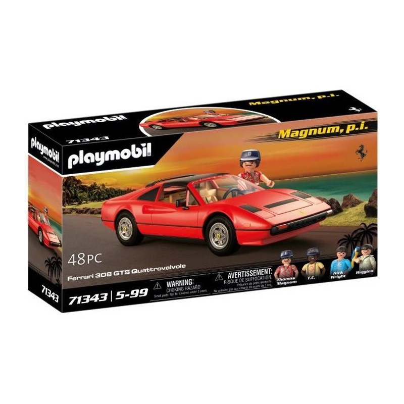 PLAYMOBIL - Voiture de collection Magnum Ferrari 308GTS - Classic Cars - 48 pieces