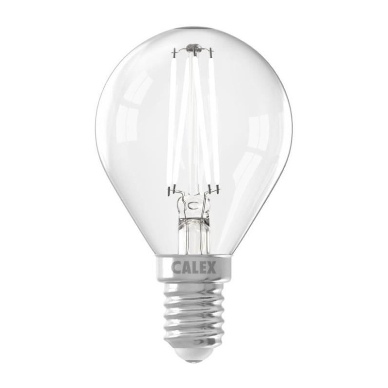 Ampoule LED E14 - CALEX - BALL P45 - Filament droit - 4,5 W - 470 lm - 2700 K - Intensité variable - Transparente