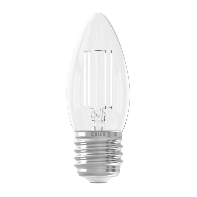 Ampoule LED E27 - CALEX - CANDLE B35 - Filament droit - 4,5 W - 470 lm - 2700 K - Intensité variable - Transparent