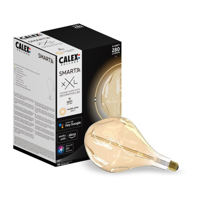 Ampoule LED E27 - CALEX - SMART ORGANIC EVO - Filament flexible - 6 W - 280 lm - 1800 K - Intensité variable - Or