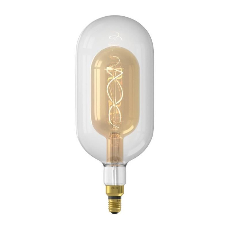 Ampoule LED E27 - CALEX - DECO XXL SUNDSVALL - Filament simple spirale - 3W - 240 lm - 2200 K - Transparent / Or blanc chaud