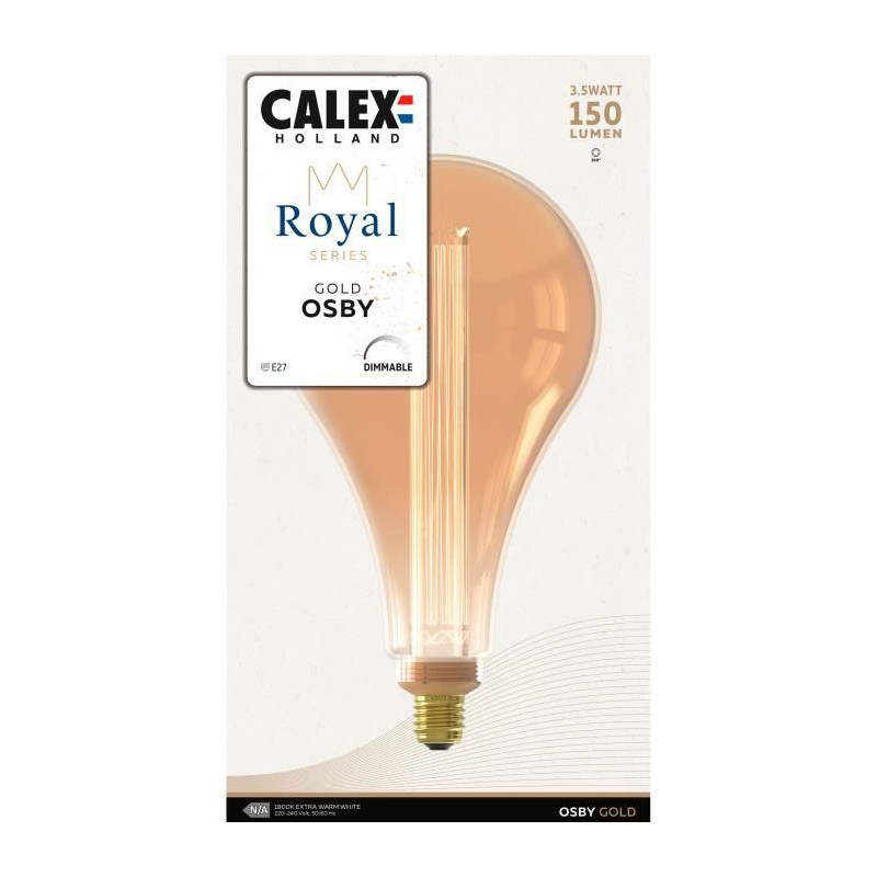 Ampoule LED E27 - CALEX - ROYAL OSBY - 3,5 W - 150 lm - 1800 K - Intensité variable - Or