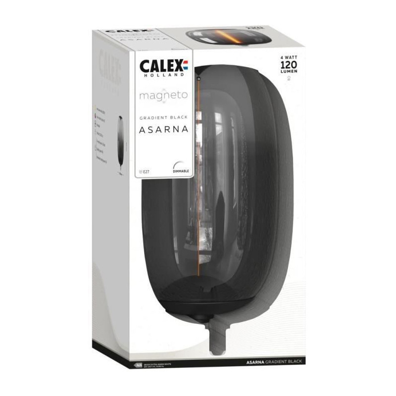 Ampoule LED E27 - CALEX - MAGNETO ASARNA - Filament flexible - 4 W - 120 lm - 1800 K - Intensité variable - Noir