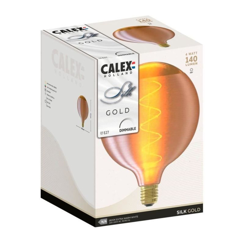 Ampoule Silk Globe G125 Gold Filament spirale 220-240V 4W 140lm 1800K E27 intensité variable