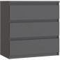 Commode - CHELSEA - 3 tiroirs - Anthracite - 77,2 x 42,2 x 79,9 cm