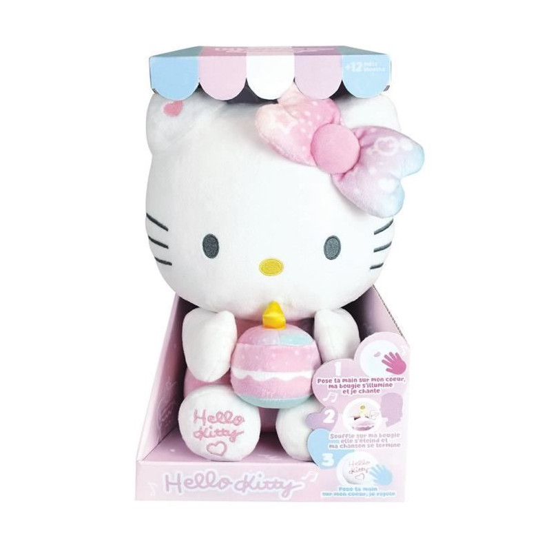 Hello Kitty Peluche Interactive Anniversaire +/- 26 cm - JEMINI - Musique, bougie et rire interactifs.