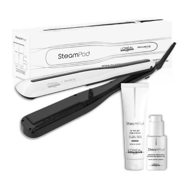 Pack Steampod 3.0 - L'Oréal Professionnel - UFR10011 - Lisseur vapeur professionnel 2 en 1 - Sérum - Soin vapo-activé - Blanc