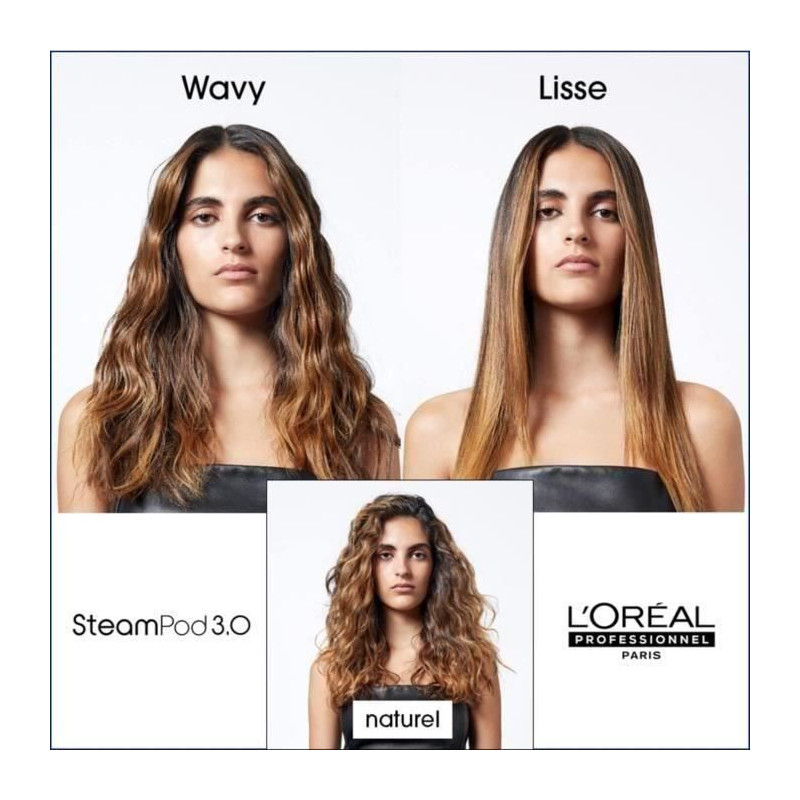 Pack Steampod 3.0 - L'Oréal Professionnel - UFR10011 - Lisseur vapeur professionnel 2 en 1 - Sérum - Soin vapo-activé - Blanc