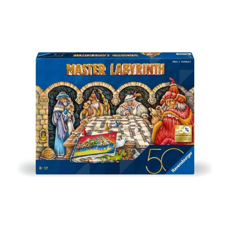 Labyrinthe Master, Jeux de société, Jeu de réflexion famille, 2 a 4 joueurs des 8 ans, 22792, Edition 50 ans, Ravensburger