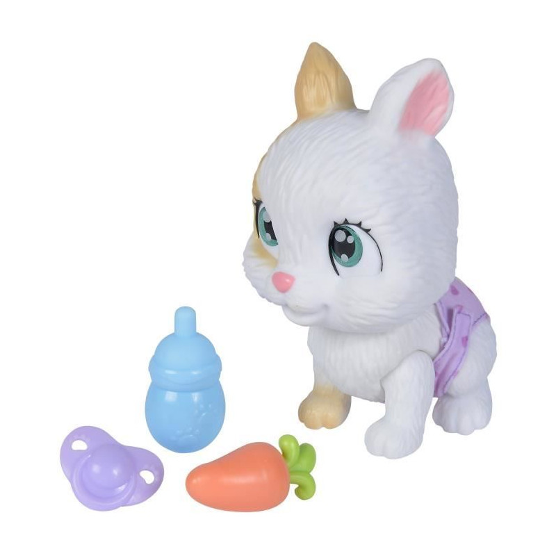 Smoby - Pamper Petz - Lapin a adopter - 4 accessoires - Articulé - Bois et fais pipi - Certificat d'adoption - Des 3 ans