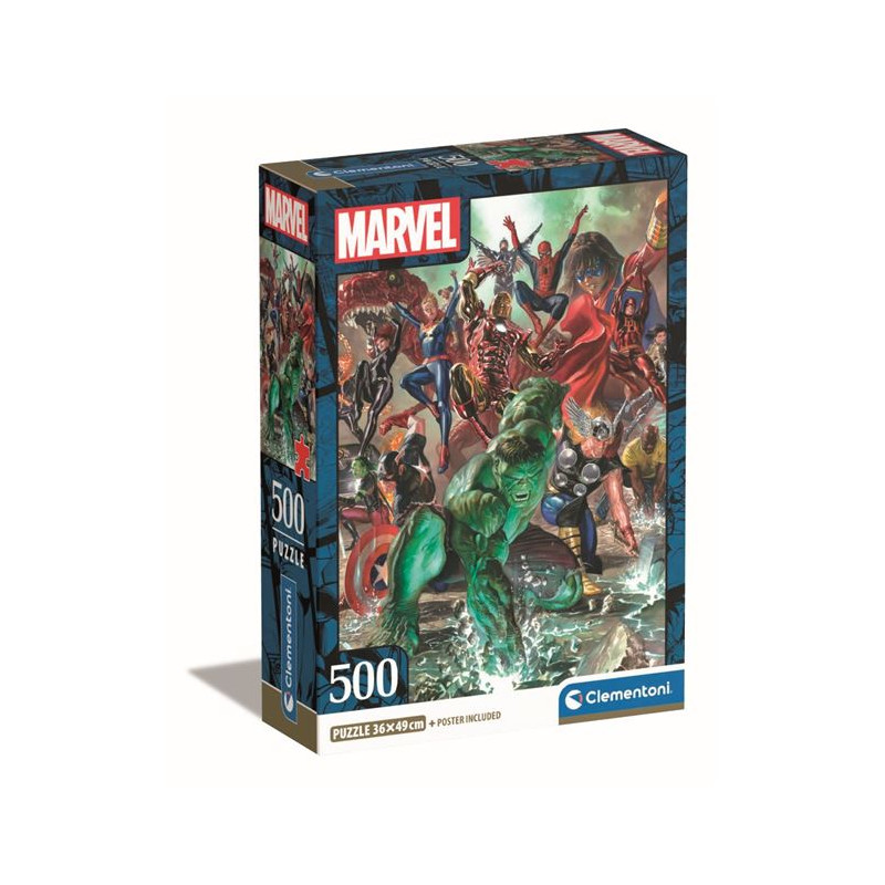 Puzzle 500 pièces Clementoni Compact Marvel The Avengers