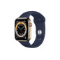 Apple watch Apple Watch Series 6 GPS + Cellular Boîtier en Acier Inoxydable Gold de 40 mm avec Bracelet Sport Bleu Recondition