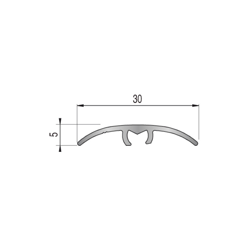 Seuil de fixation invisible multi niveaux 30mm aluminium naturel 2,70ml DINAC 2160090