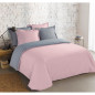 VISION - Bicolore - Housse de couette Réversible 240x220cm avec 2 taies 65x65cm - Gris/rose - 100% coton