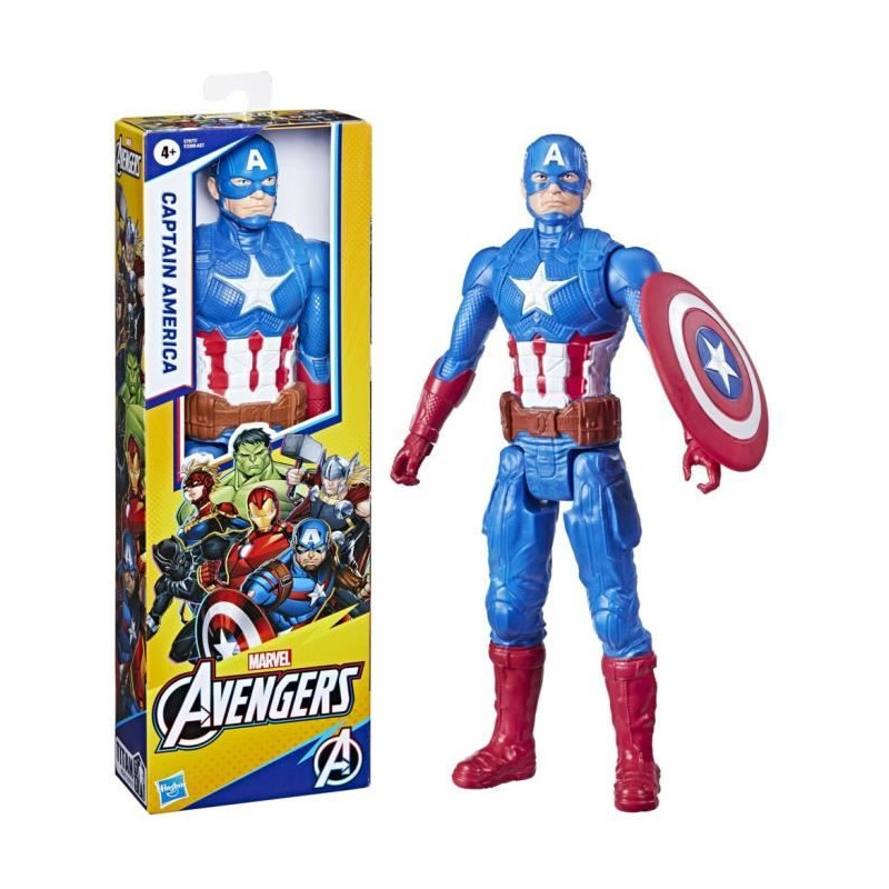 Figurine Captain America 30 cm, jouet Avengers Titan Hero Series pour enfants a partir de 4 ans, Marvel