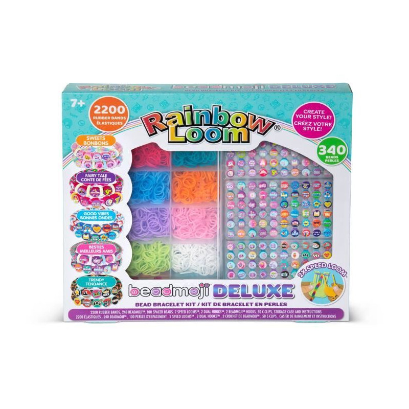 Coffret - BANDAI - Rainbow Loom Beadmoji Deluxe - CD0124, pour faire une multitude de bracelet Rainbow Loom