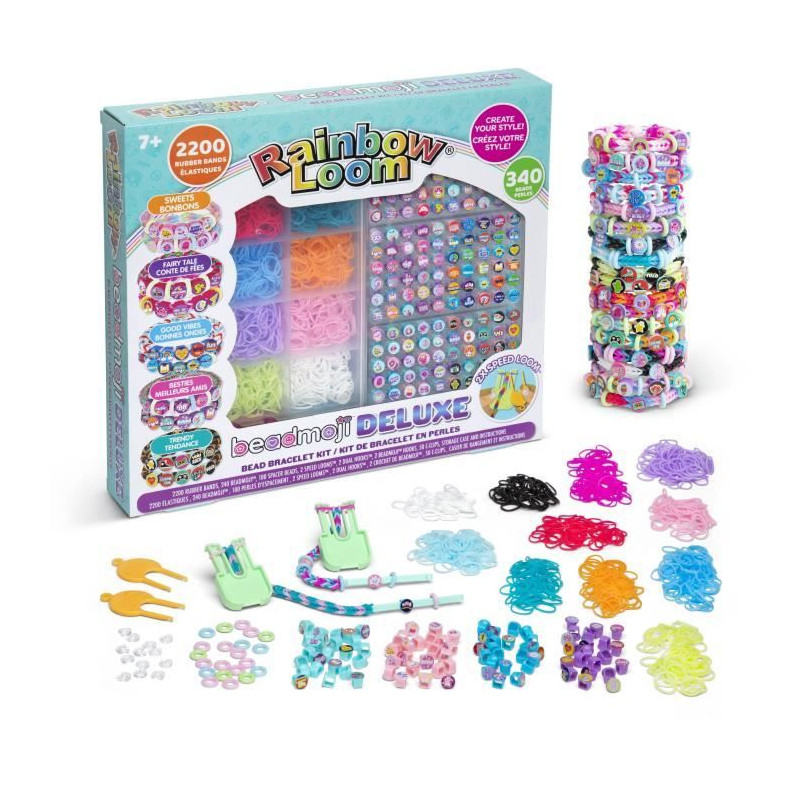 Coffret - BANDAI - Rainbow Loom Beadmoji Deluxe - CD0124, pour faire une multitude de bracelet Rainbow Loom