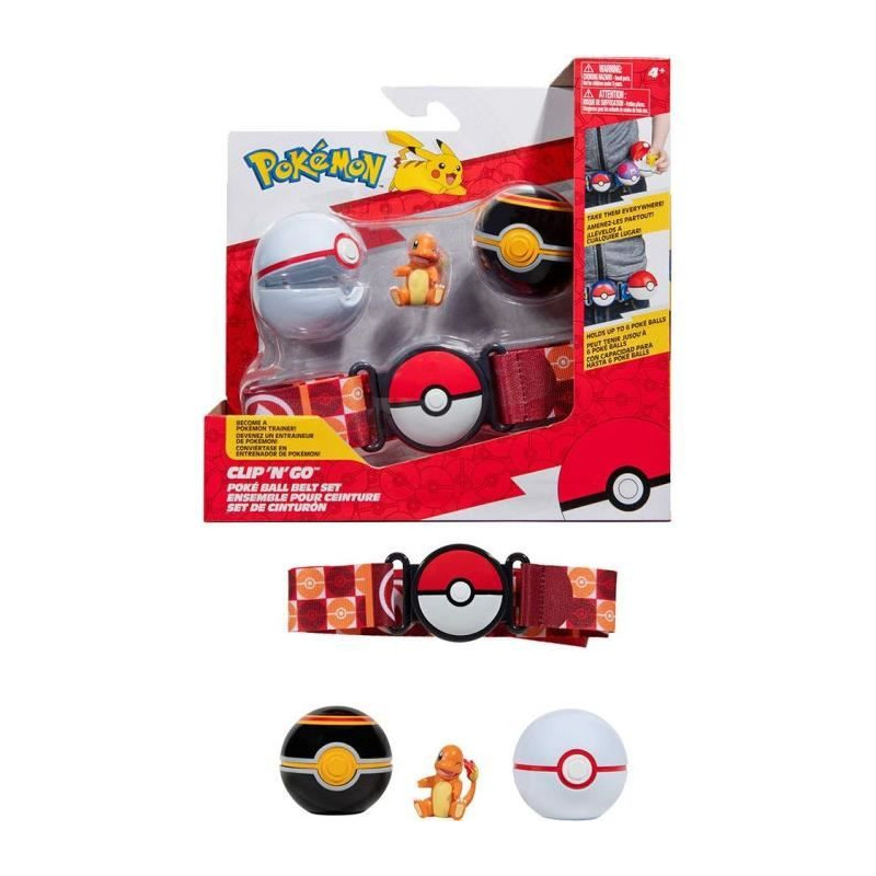 Ceinture - BANDAI - Pokémon Clip ‘N' Go - 1 ceinture, 2 Poké Balls et 1 figurine Salameche 5 cm