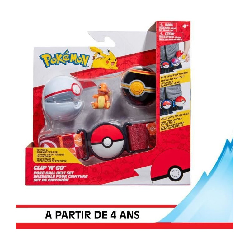 Ceinture - BANDAI - Pokémon Clip ‘N' Go - 1 ceinture, 2 Poké Balls et 1 figurine Salameche 5 cm