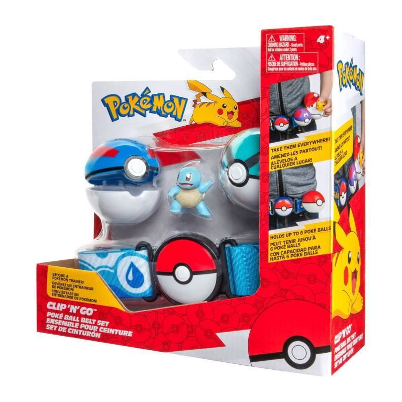 Ceinture - BANDAI - Pokémon Clip ‘N' Go - 1 ceinture, 2 Poké Balls et 1 figurine Carapuce 5 cm