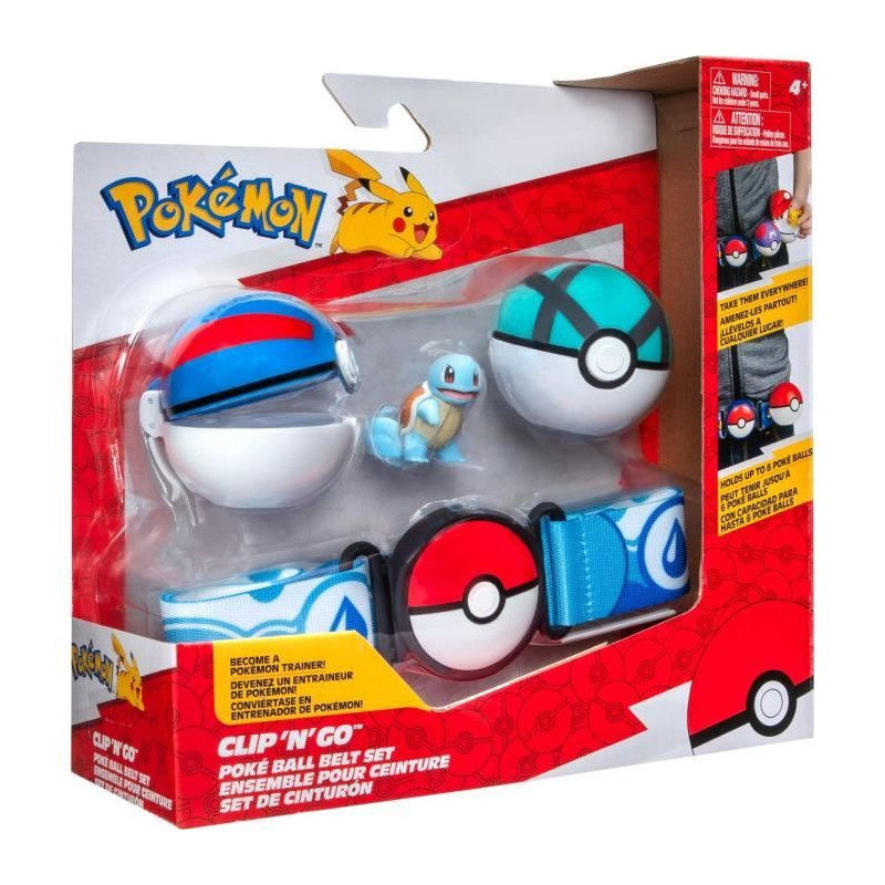 Ceinture - BANDAI - Pokémon Clip ‘N' Go - 1 ceinture, 2 Poké Balls et 1 figurine Carapuce 5 cm