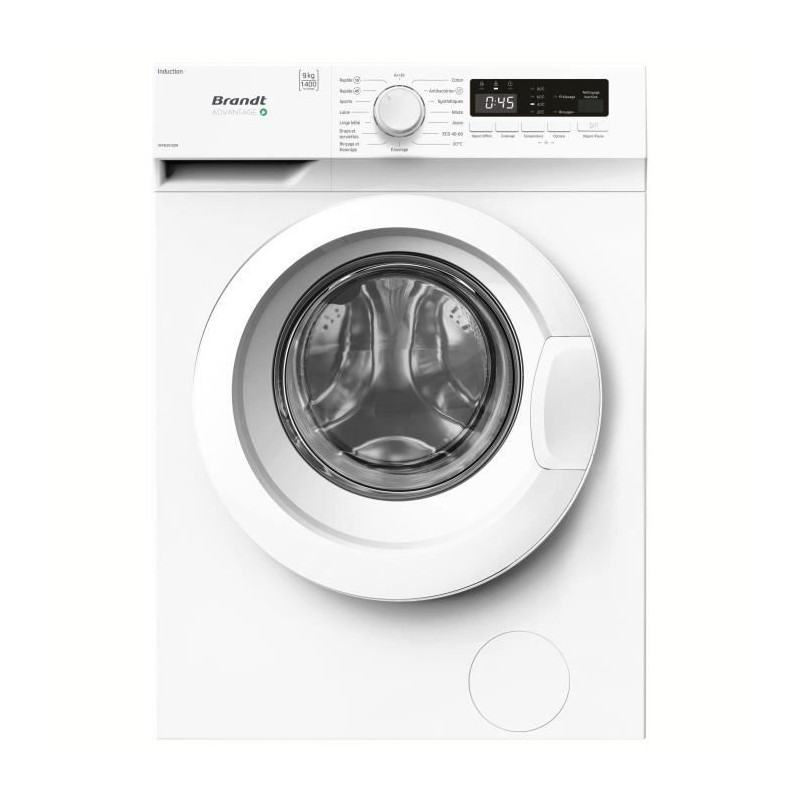 Lave-linge hublot - Pose libre - BRANDT - WFB393QW - 9 kg - Induction - 60 cm - 1400 Trs/min - Blanc