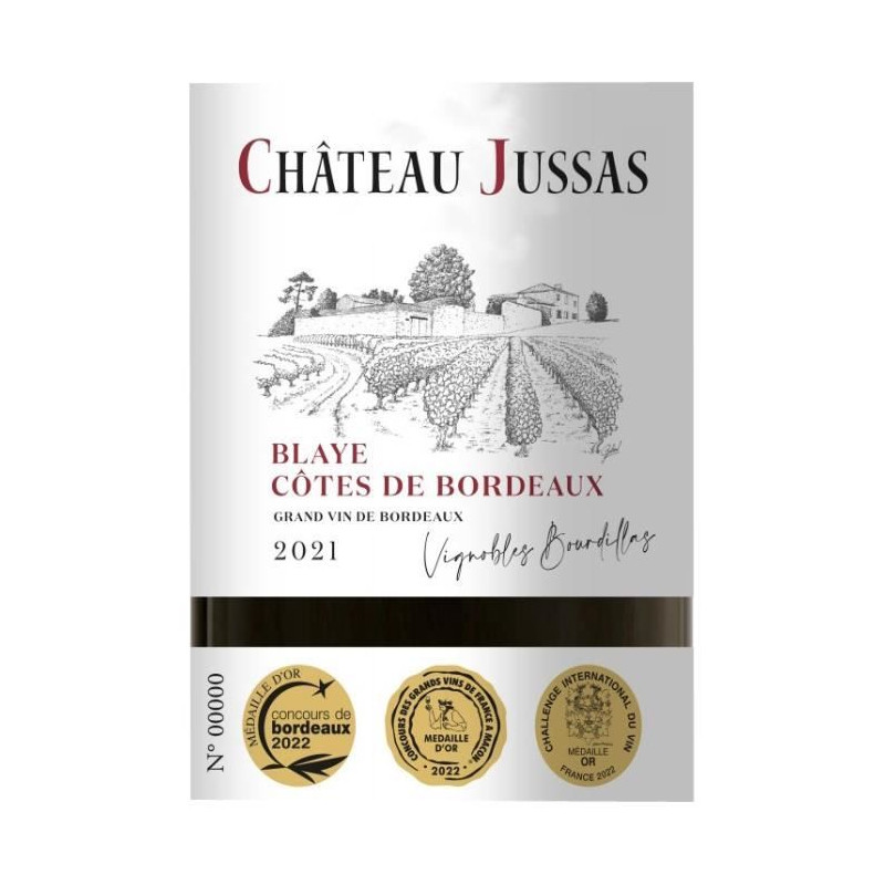 Château Jussas 2021 Blaye Côtes de Bordeaux - Vin rouge de Bordeaux