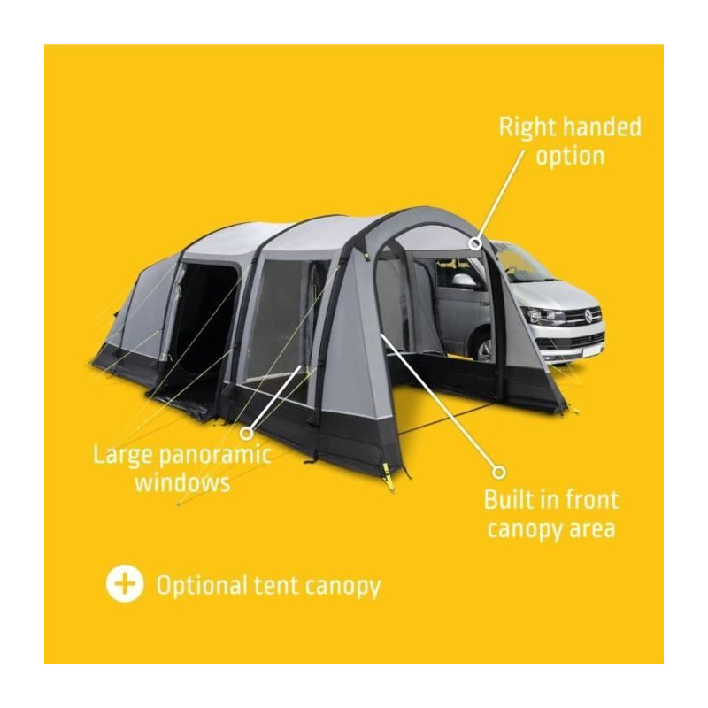 Auvent pour fourgon - KAMPA - Touring Air RH - Grand espace, fenetres larges, ventilations moustiquaires, chambre 4 personnes, m