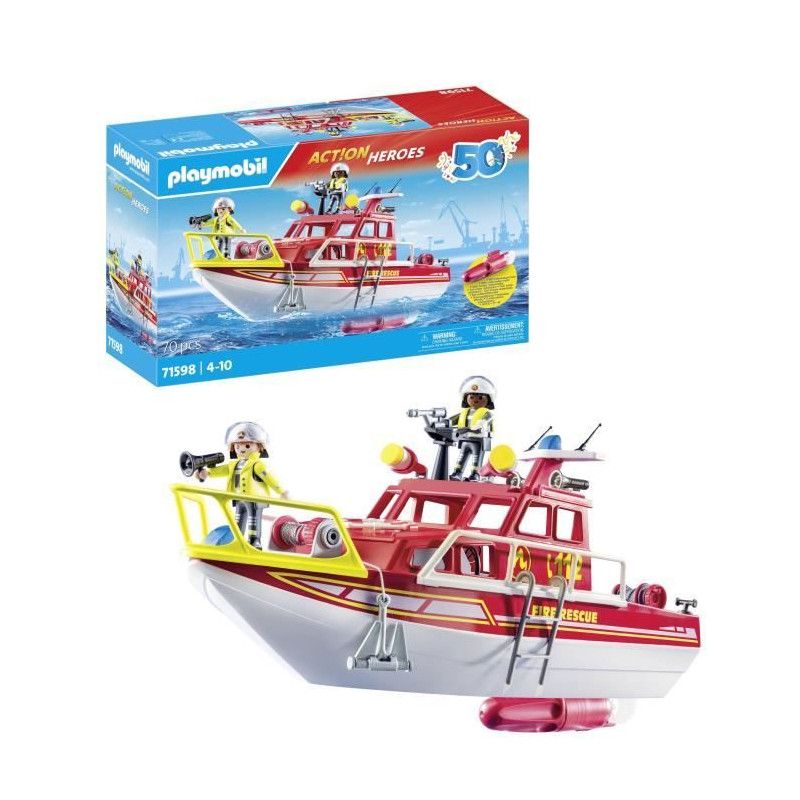 PLAYMOBIL - 71598 - Bateau sauvetage pompiers