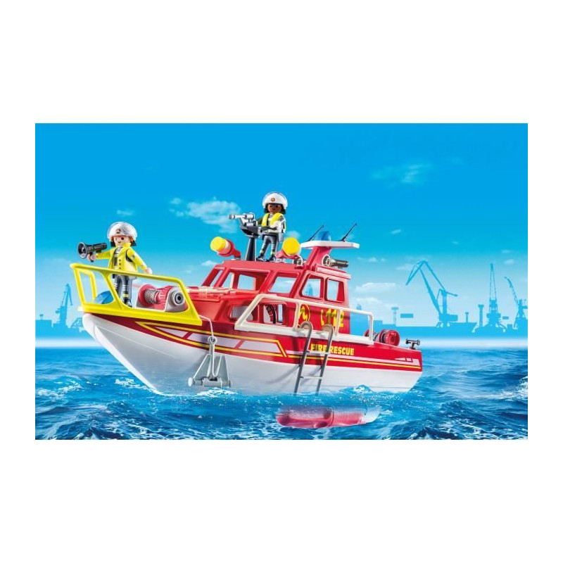 PLAYMOBIL - 71598 - Bateau sauvetage pompiers