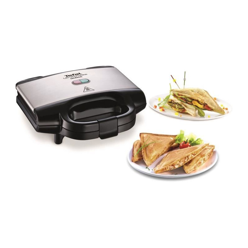 TEFAL Croque-monsieur, Revetement antiadhésif, Verrouillage sécurité, Poignée thermorésistante SM155212