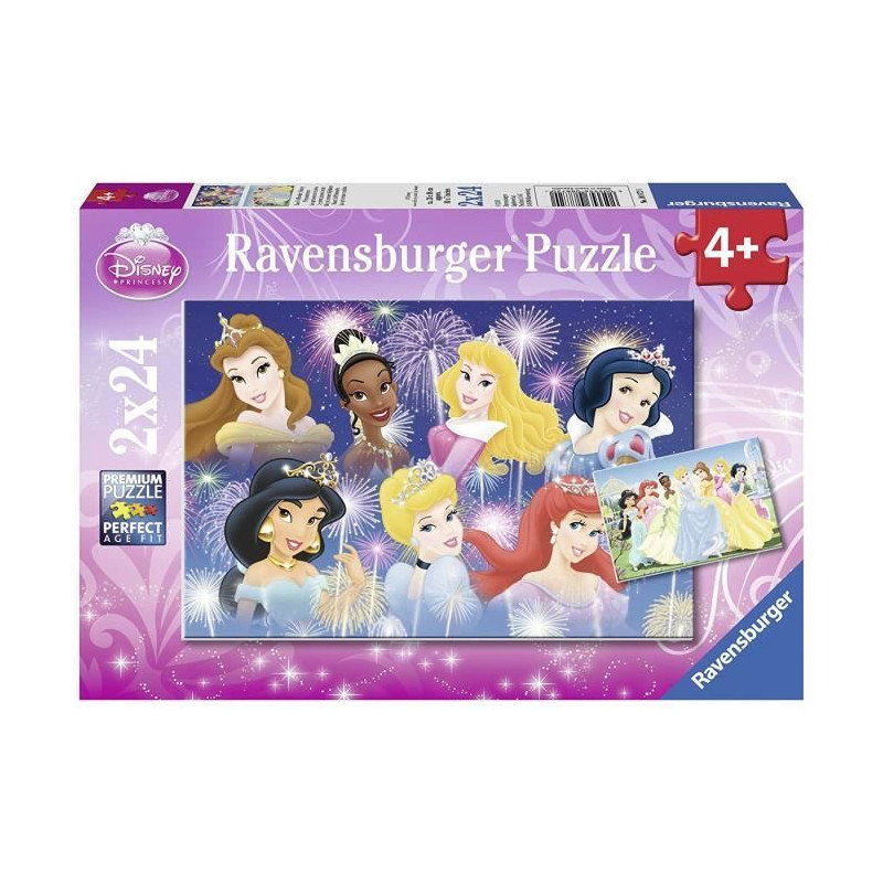 PRINCESSES DISNEY Puzzles 2x24 pieces - Les princesses réunies - Ravensburger - Lot de puzzles enfant - Des 4 ans