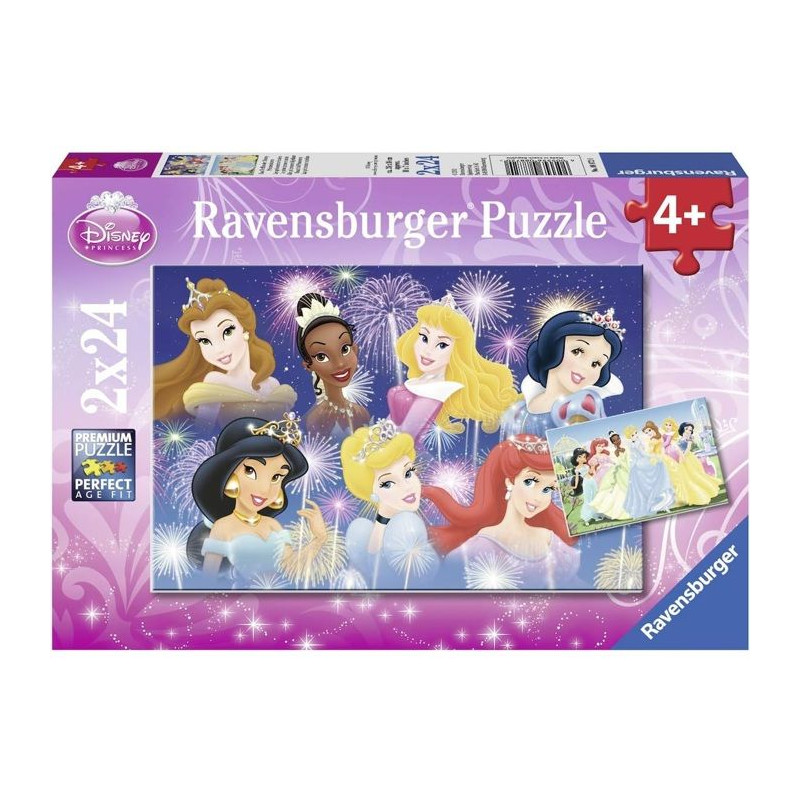 PRINCESSES DISNEY Puzzles 2x24 pieces - Les princesses réunies - Ravensburger - Lot de puzzles enfant - Des 4 ans