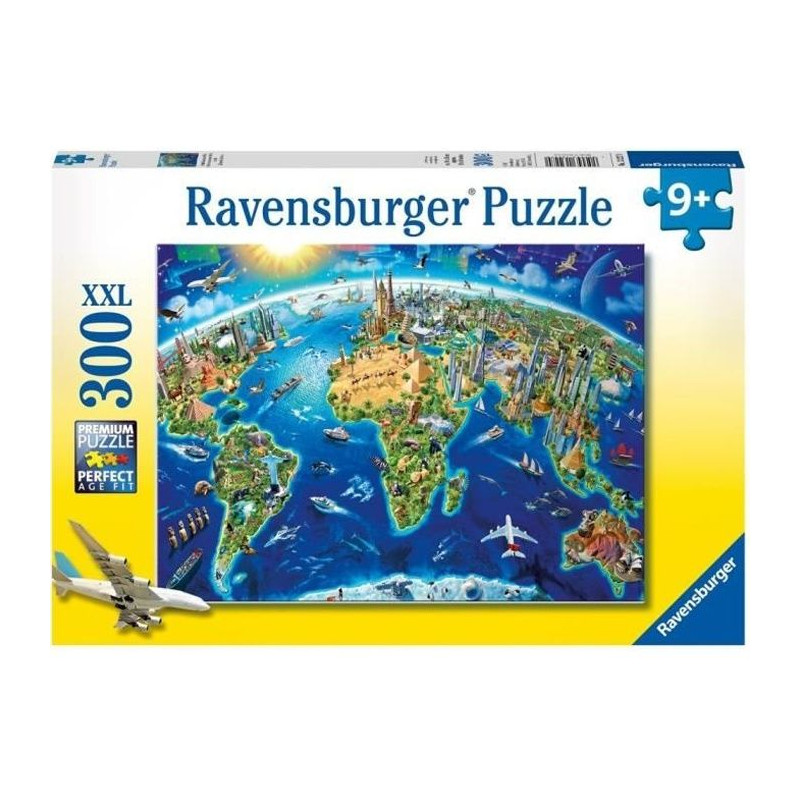 Puzzle 300 p XXL - Carte des monuments du monde