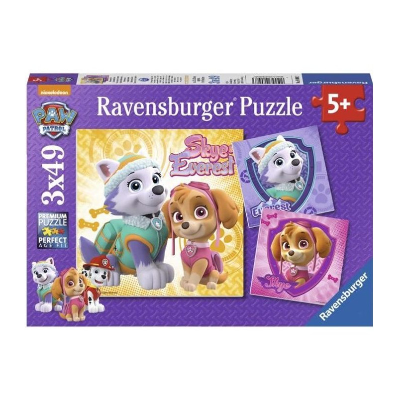 PAT' PATROUILLE Puzzles 3x49 pieces - Charmantes chiennes - Ravensburger - Lot de puzzles enfant - Des 5 ans