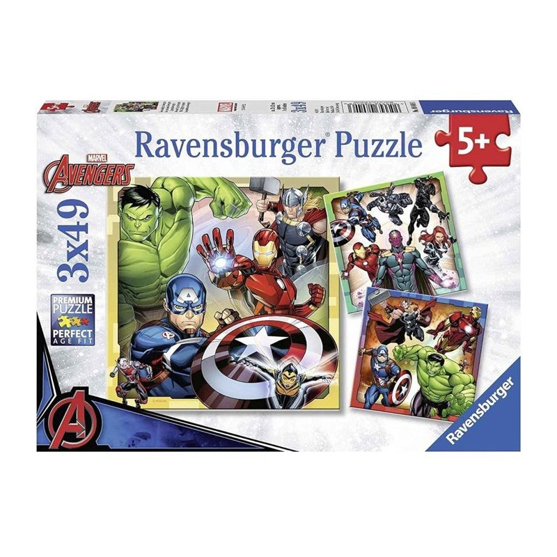 AVENGERS Puzzles 3x49 pieces - Les puissants Avengers - Ravensburger - Lot de puzzles enfant - Des 5 ans